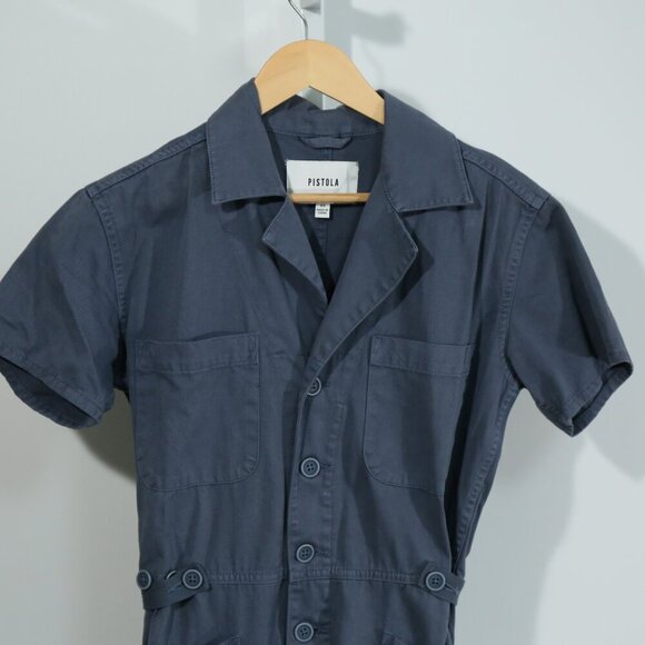 Pistola gray Utility Jumpsuit Short Sleeve Button Front XS - Picture 2 of 9